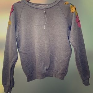 NEW WILDFOX Sweatshirt w/ painted floral sleeves
